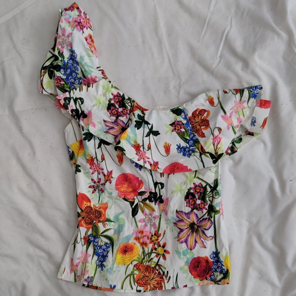 NEW Asymmetrical/one shoulder tropical top!
